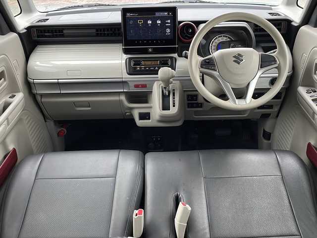 スズキ スペーシア HYBRID X 沖縄県 2023(令5)年 1.3万km オフブルーメタリック/ホワイト2トーン ディスプレイオーディオ　/CD/DVD/BT/フルセグTV　/全方位カメラ　/両側パワースライドドア　/シートヒーター/ステアリングスイッチ/アイドリングストップ/USB入力端子/スマートキー/ビルトインＥＴＣ