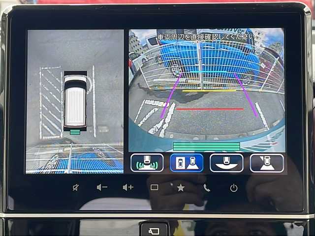 スズキ スペーシア HYBRID X 沖縄県 2023(令5)年 1.3万km オフブルーメタリック/ホワイト2トーン ディスプレイオーディオ　/CD/DVD/BT/フルセグTV　/全方位カメラ　/両側パワースライドドア　/シートヒーター/ステアリングスイッチ/アイドリングストップ/USB入力端子/スマートキー/ビルトインＥＴＣ