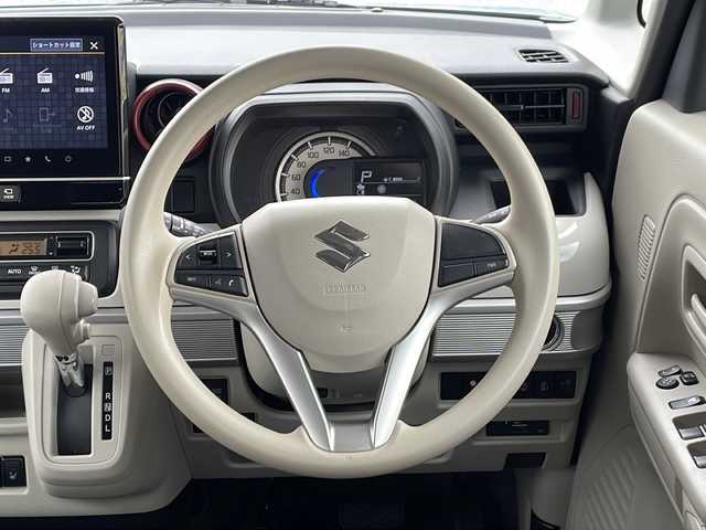 スズキ スペーシア HYBRID X 沖縄県 2023(令5)年 1.3万km オフブルーメタリック/ホワイト2トーン ディスプレイオーディオ　/CD/DVD/BT/フルセグTV　/全方位カメラ　/両側パワースライドドア　/シートヒーター/ステアリングスイッチ/アイドリングストップ/USB入力端子/スマートキー/ビルトインＥＴＣ