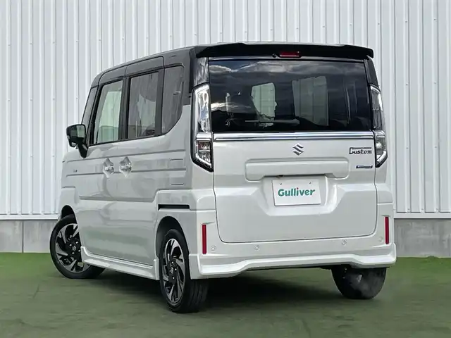 スズキ スペーシア カスタム HYBRID XS 香川県 2025(令7)年 0.1千km ピュアホワイトパール/ブラック2トーン 届出済未使用車/純正９型ナビ/全方位カメラ/デュアルセンサーブレーキサポートII/両側パワースライドドア/レーダークルーズコントロール/リアサーキュレーター/ヘッドアップディスプレイ/ハーフレザーシート/シートヒーター/ハンドルヒーター/LEDヘッドライト/ヘッドライトレベライザー/フォグライト/スマートキー/スペアキー