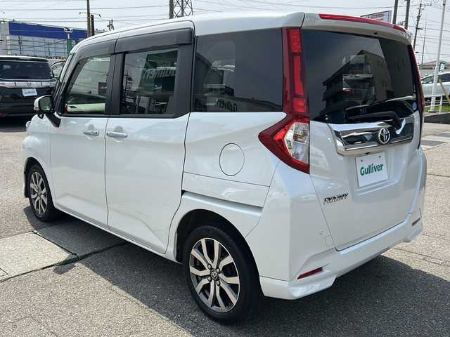 トヨタ ルーミー カスタムG－T 石川県 2018(平30)年 7万km パールホワイトⅢ 8インチ社外ナビ〔AVIC-CL901〕/　・フルセグTV/　・CD/DVD/　・Bluetooth接続/　・SDミュージックサーバー/　・AM/FMラジオ/バックカメラ/ETC/前席シートヒーター/両側パワースライドドア/LEDヘッドライト/プッシュスタート/スマートキー