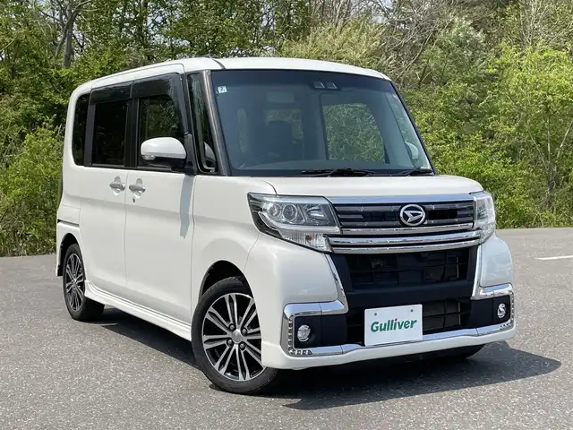 ダイハツ タント カスタム RS トップED SA Ⅲ 青森県 2018(平30)年 5.4万km パールホワイトⅢ ワンオーナー/４WD/両側パワースライドドア/バックカメラ/スペアキー×１/社外SDナビ/(フルセグ/Bluetooth/CD/FM/AM/ipod/USB/AUX)/ドライブレコーダー/シートヒーター/オートライト/横滑り防止/衝突被害軽減装置/アイドリングストップ