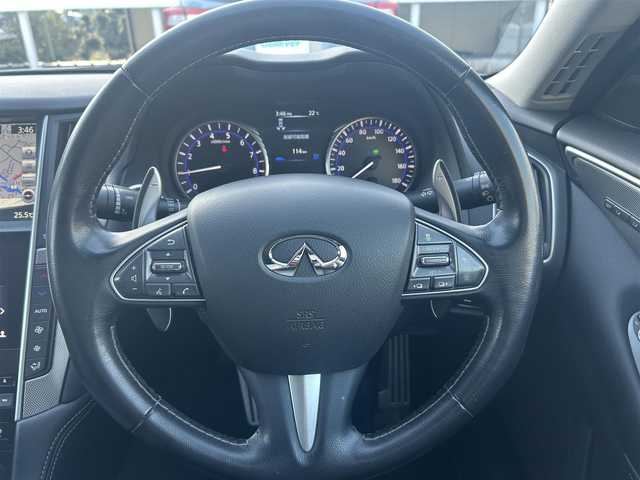 日産 スカイライン ハイブリッド 350GT Type SP 愛知県 2014(平26)年 11.4万km ハガネブルーM (株)IDOMが運営する【じしゃロン名古屋鳴海店】の自社ローン専用車両になります。/こちらは現金またはオートローンご利用の価格です。/自社ローンご希望の方は別途その旨お申し付けください。/純正メモリナビ(AM、FM、フルセグTV、BT、USB）/黒レザーシート/前席シートヒーター/ステアリングスイッチ/クルーズコントロール/パドルシフト/走行支援/シートメモリD席/前席パワーシート/前後コーナーセンサー/電動リアゲート/レーンキープアシスト/純正フロアマット/ドアバイザー/LEDヘッドライト/ETC