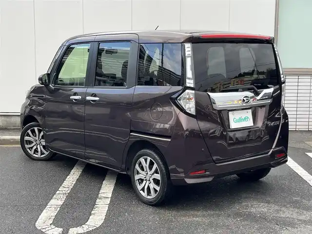 ダイハツ トール カスタムG ターボ SAⅡ 三重県 2017(平29)年 7.3万km プラムブラウンクリスタルマイカ パノラマモニター/ドライブレコーダー（前）/アルパイン9インチナビ（Bluetooth/地デジTV/DVD/CD/SD/AM/FM）/スマートアシスト2（衝突回避支援ブレーキ/対車両・歩行者衝突警報/車線逸脱警報/誤発進抑制制御/先行車発進お知らせ）/コンフォートパック（前席シートヒーター/シートバックテーブル）/パワースライドドア（運転席側/助手席側）/LEDヘッドランプ/オートライト/LEDフロントフォグランプ/イルミネーションランプ/ステアリングスイッチ（カラーマルチインフォメーションディスプレイ/スポーツモード/オーディオ）/撥水機能付ブラックファブリックシート/シートリフター（運転席）/シートアンダートレイ（助手席）/シートバックポケット（助手席）/スペアキー