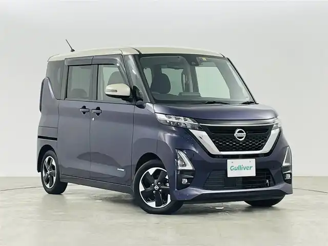 日産 ルークス ハイウェイスター X 福島県 2020(令2)年 3万km パープルⅡ エマージェンシーブレーキ /・車線逸脱警報/・先行車発進告知/・標識認識機能/・クリアランスソナー/純正SDナビゲーション /【AM/FM/DVD/CD/Bluetooth/フルセグ】/型番:MM320D-L/アラウンドビューモニター /ETC　/左側パワースライドドア　/ドライブレコーダー　/ハンズフリースライドドア　/プッシュスタート　/・スマートキー　/LEDライト/・オートライト/・フォグライト/・レベライザー/革巻きステアリング/・ステアリングスイッチ/フロアマット/・ドアバイザー