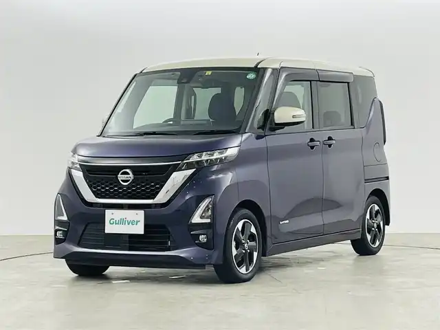 日産 ルークス ハイウェイスター X 福島県 2020(令2)年 3万km パープルⅡ エマージェンシーブレーキ /・車線逸脱警報/・先行車発進告知/・標識認識機能/・クリアランスソナー/純正SDナビゲーション /【AM/FM/DVD/CD/Bluetooth/フルセグ】/型番:MM320D-L/アラウンドビューモニター /ETC　/左側パワースライドドア　/ドライブレコーダー　/ハンズフリースライドドア　/プッシュスタート　/・スマートキー　/LEDライト/・オートライト/・フォグライト/・レベライザー/革巻きステアリング/・ステアリングスイッチ/フロアマット/・ドアバイザー