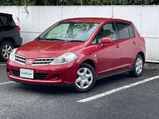 日産 ティーダ 15M SV +プラズマ 茨城県 2012(平24)年 3.4万km ルミナスレッド 車外カメラ（バック）/TV（ワンセグ）/ナビ/ETC/ドライブレコーダー/ABS/盗難防止」装置
