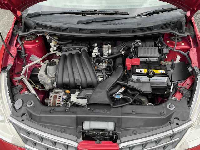 日産 ティーダ 15M SV +プラズマ 茨城県 2012(平24)年 3.4万km ルミナスレッド 車外カメラ（バック）/TV（ワンセグ）/ナビ/ETC/ドライブレコーダー/ABS/盗難防止」装置