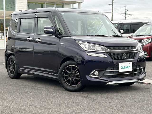 スズキ ソリオ 香川県 2015(平27)年 4.2万km ミッドナイトバイオレットメタリック 両側パワースライドドア/デュアルカメラブレーキサポート/純正７インチナビ(CN-R302WZ)/・フルセグTV/・CD/DVD/・Bluetooth/・バックカメラ/クルーズコントロール/シートヒーター(運転席)/LEDヘッドライト/社外15インチアルミホイール(CROSS SPEAD)/純正フロアマット/アイドリングストップ/プッシュスタート/ドライブレコーダー/ETC/スペアキー