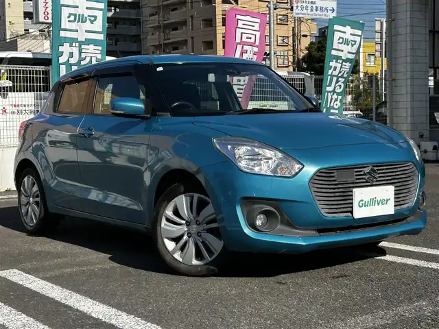 スズキ スイフト XL 大分県 2017(平29)年 13.7万km ネオンブルーM ワンオーナー/革巻ステアリング/純正アルミホイル16インチ/シートヒーター（D席）/MTモード付AT/社外SDナビ/Bluetooth/CD/DVD/フルセグ/スマートキー/パワーステアリング/パワーウィンドウ