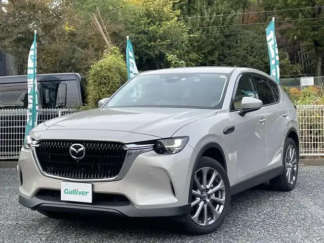 マツダ ＣＸ－６０ XD Lパッケージ 埼玉県 2023(令5)年 1.3万km プラチナクォーツメタリック 白革シート/シートヒーター/純正ナビTV/360度カメラ/LEDヘッドライト/パワーバックドア/クリアランスソナー/純正20インチアルミ/レーダークルーズコントロール/衝突軽減ブレーキ/Fドラレコ/プッシュスタート/スマートキー/保証書付整備手帳/取扱説明書
