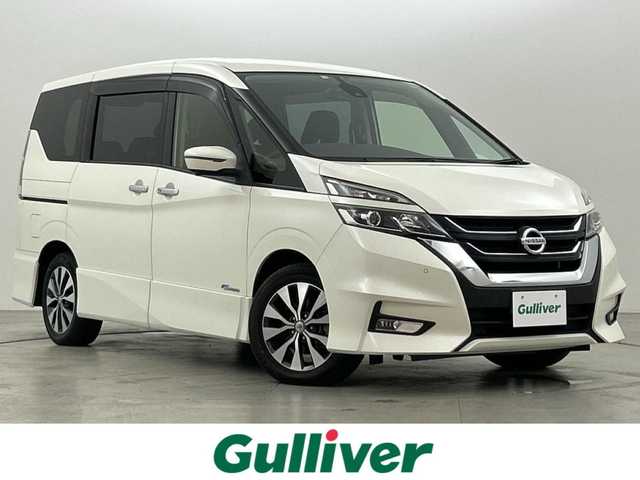 日産 セレナ ハイウェイスター G 福岡県 2018(平30)年 9.5万km ブリリアントホワイトパール 後席モニター　/純正９型ナビ（フルセグＴＶ）　/全方位カメラ　/ＥＴＣ　/クルーズコントロール　/コーナーセンサー　/エマージェンシーブレーキ　/レーンキープ　/パーキングアシスト　/両側電動スライドドア　/ＬＥＤライト