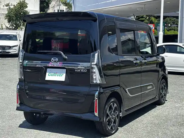 ダイハツ タント カスタム X 熊本県 2022(令4)年 3.5万km ブラックマイカメタリック ワンオーナー/ディスプレイオーディオ/【フルセグTV/Bluetooth/Applecarplay】/アラウンドビューモニター/両側パワースライドドア/衝突軽減防止装置/コーナーセンサー/レーンキープアシスト/ブレーキホールド/シートヒーター/プッシュスタート/スマートキー/ウィンカーミラー/オートLEDライト/オートハイビーム/ETC/ドライブレコーダー/純正14インチAW/純正フロアマット/純正ドアバイザー/ABS/盗難防止装置/保証書/取扱説明書/スペアキー