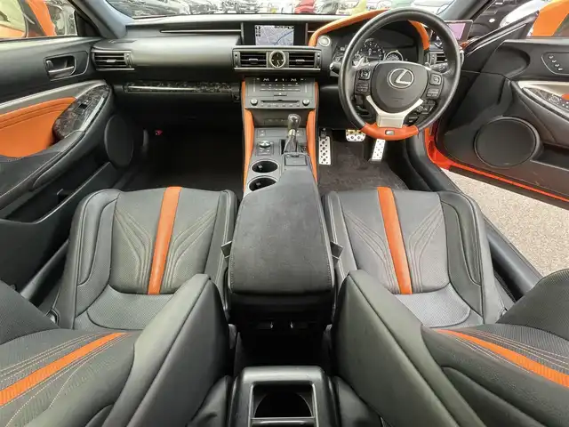 レクサス ＲＣ Ｆ 愛知県 2015(平27)年 5.8万km オレンジⅡ メーカーナビ　/Ｂカメラ　/ＣＤ／ＤＶＤ　/ＢＴ　/ＤＴＶ　/衝突軽減ブレーキ　/本革シート　/シートヒーター＆クーラー　/ブラインドスポットモニター　/レーダークルーズコントロール　/社外マフラー　/ＥＴＣ/クリアランスソナー/プッシュスタート/オートライト/社外ＦＲドライブレコーダー/ステアリングスイッチ