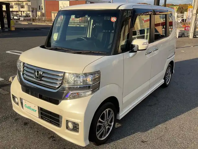 ホンダ Ｎ ＢＯＸ カスタム G Aパッケージ 滋賀県 2014(平26)年 5.2万km プレミアムホワイトパール ワンオーナー /車検令和9年4月まで/両側パワースライドドア/純正15インチアルミホイール/純正キセノンヘッドライト/・フォグランプ/純正ナビゲーション（VXM-142VFi）/・フルセグTV/・CD /DVD/・Bluetooth/バックカメラ/社外ETC/社外ドライブレコーダー/スペアキー/取扱説明書/保証書/