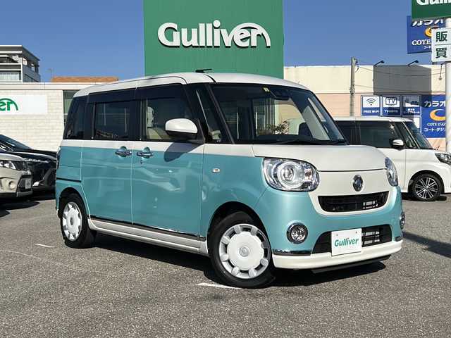 ダイハツ ムーヴ キャンバス G メイクアップ VS SAⅢ 石川県 2022(令4)年 0.4万km パールホワイトⅢ/ファインミントメタリック 2トーン 純正SDナビ/フルセグテレビ/Bluetooth/スマートアシスト/両側パワースライドドア/LEDヘッドライト/純正フロアマット/オートライト/純正ドアバイザー/全方位カメラ