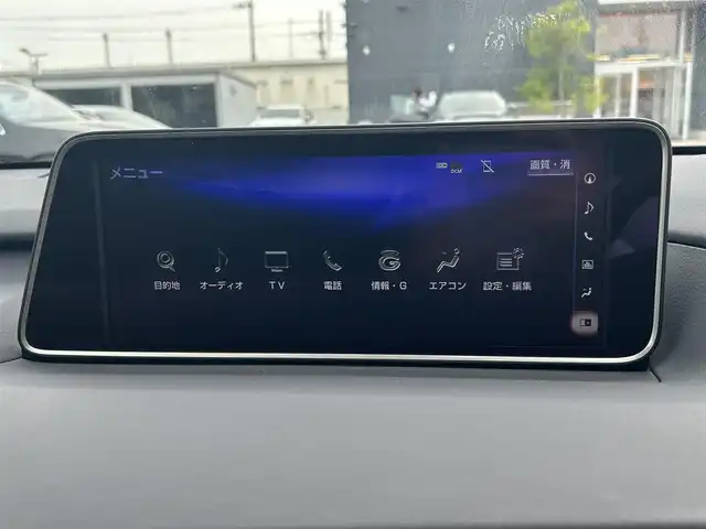 レクサス ＲＸ 450h Fスポーツ 滋賀県 2018(平30)年 2.4万km ホワイトノーヴァガラスフレーク 三眼LED/サンルーフ/パノラミックビューモニター/黒レザーシート/シートヒーター/シートベンチレーション/後席シートヒーター/ステアリングヒーター/パワーバックドア/純正ナビ/フルセグTV/BT/USB/AUX/ドラレコ/社外レーダー/ACC/LKA/BSM