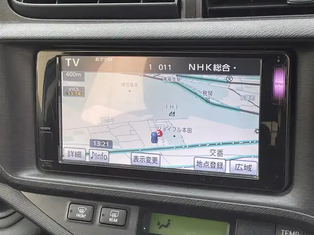 トヨタ アクア G 福井県 2013(平25)年 4.3万km クールソーダメタリック ユーザー買取車/純正ナビ/＜フルセグ/SD/BT＞/バックビューモニター/ドライブレコーダー/シートヒーター/ドライブモード/ナノイー/車両接近通報装置/電格ミラー/純正フロアマット/ドアバイザー/プッシュスタート/スマートキー/Fフォグランプ