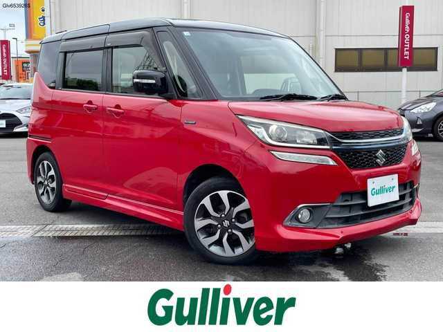 スズキ ソリオ バンディット HV SV 群馬県 2017(平29)年 5.5万km ファーベントレッド/スーパーブラックパール スズキセーフティーサポート/・衝突軽減ブレーキ/・横滑り防止/・レーンキープアシスト/・クルーズコントロール/・オートライト/・全方位カメラ/純正ディスプレイオーディオ/・AM/FM/Bluetooth/・CD/USB/AUX/フルセグTV/両側電動スライドドア/LEDヘッドライト/フォグランプ/ETC/純正フロアマット/純正ドアバイザー/純正15インチアルミホイール/スマートキー/プッシュスタート