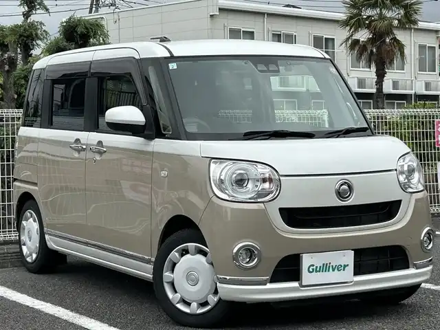 ダイハツ ムーヴ キャンバス G メイクアップ VS SAⅢ 静岡県 2021(令3)年 1.8万km ベージュ ユーザー買取車両/ワンオーナー/純正SDナビ/　【BT/ワンセグテレビ】/全方位モニター/バックカメラ/衝突被害軽減ブレーキ/プッシュスタート/両側パワースライドドア/オートマチックハイビーム/USB入力端子/アイドリングストップシステム/ETC/スペアキー