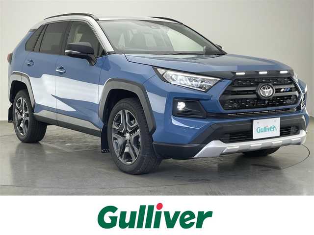 トヨタ ＲＡＶ４ アドベンチャー 愛知県 2022(令4)年 2.2万km アッシュグレーメタリック/グレイッシュブルー 純正９型ディスプレイナビ　全方位カメラ　デジタルインナーミラー　黒革　シートヒーター　シートベンチレーション　パワーバックドア　コーナーセンサー　セーフティセンス　衝突軽減　追従クルコン　ＬＥＤライト　ＢＳＭ　ＴＲＤマッドフラップ　純正前後ドラレコ　DAC　ツーイーター　ハンドルヒーター　禁煙