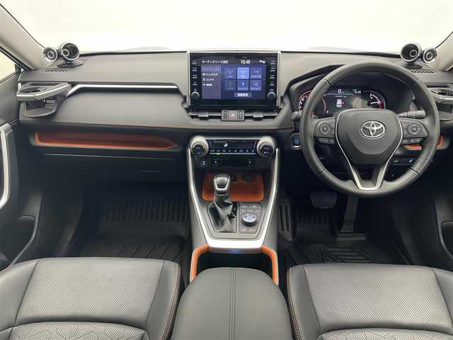 トヨタ ＲＡＶ４ アドベンチャー 愛知県 2022(令4)年 2.2万km アッシュグレーメタリック/グレイッシュブルー 純正９型ディスプレイナビ　全方位カメラ　デジタルインナーミラー　黒革　シートヒーター　シートベンチレーション　パワーバックドア　コーナーセンサー　セーフティセンス　衝突軽減　追従クルコン　ＬＥＤライト　ＢＳＭ　ＴＲＤマッドフラップ　純正前後ドラレコ　DAC　ツーイーター　ハンドルヒーター　禁煙