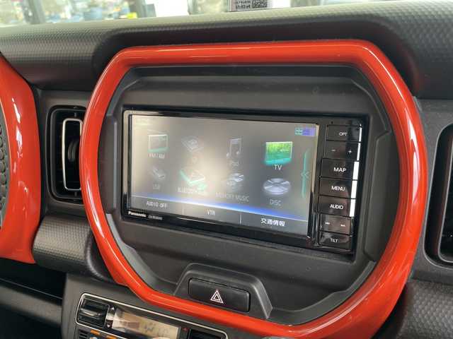 スズキ ハスラー HYBRID X 愛知県 2020(令2)年 4.4万km バーミリオンオレンジ/ガンメタリック2トーン SDナビ/フルセグ/シートヒーター/衝突軽減システム/LEDヘッドライト/ETC/本革ステアリング/純正アルミホイール/スマートキー/プッシュスタート