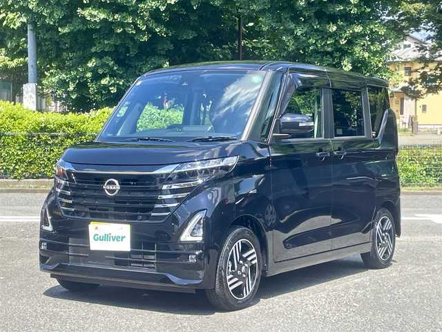 日産 ルークス ハイウェイスター X 神奈川県 2023(令5)年 0.4万km ブラック ワンオーナー/インテリジェントエマージェンシーブレーキ/踏み間違え防止アシスト/車線逸脱防止警報/アシスト/前方衝突予測警報/純正9インチナビ/CD/DVD/Bluetooth/地デジ/アラウンドビューモニター/ナビ連動ドライブレコーダー(前方/室内)/ETC2.0/両側パワースライドドア/LEDヘッドランプ/オートライト/プラズマクラスター付きリアシーリングファン/リアドアロールサンシェード/スマートキー/スペアキーあり/保証書/取説/ナビ取説あり