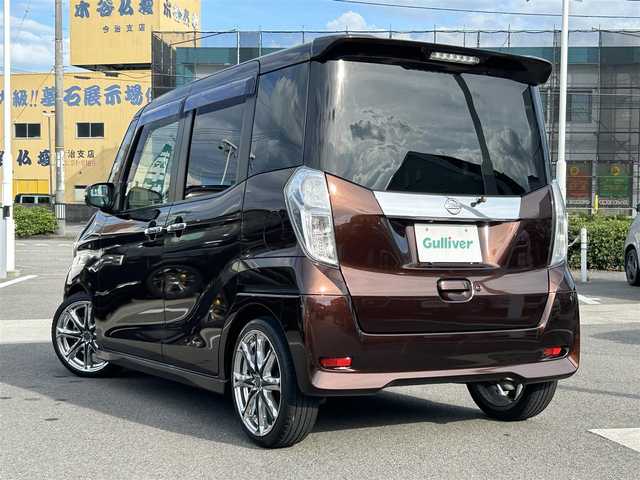 日産 デイズ ルークス ハイウェイスターターボ 愛媛県 2014(平26)年 6.7万km モカブラウンP 禁煙車/登録時走行距離：66804km/社外ナビ/BT/AM・FM/ワンセグ/CD/DVD/全方位カメラ/後席サンシェード/サーキュレーター/ドアバイザー/エンジンスタートボタン/両側パワースライドドア/前後ドライブレコーダー