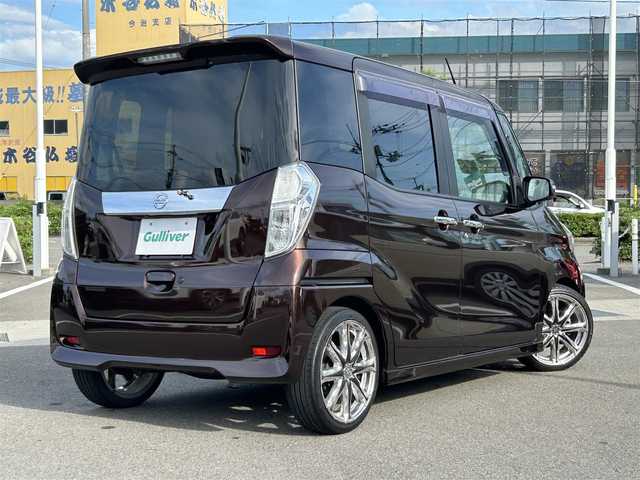日産 デイズ ルークス ハイウェイスターターボ 愛媛県 2014(平26)年 6.7万km モカブラウンP 禁煙車/登録時走行距離：66804km/社外ナビ/BT/AM・FM/ワンセグ/CD/DVD/全方位カメラ/後席サンシェード/サーキュレーター/ドアバイザー/エンジンスタートボタン/両側パワースライドドア/前後ドライブレコーダー