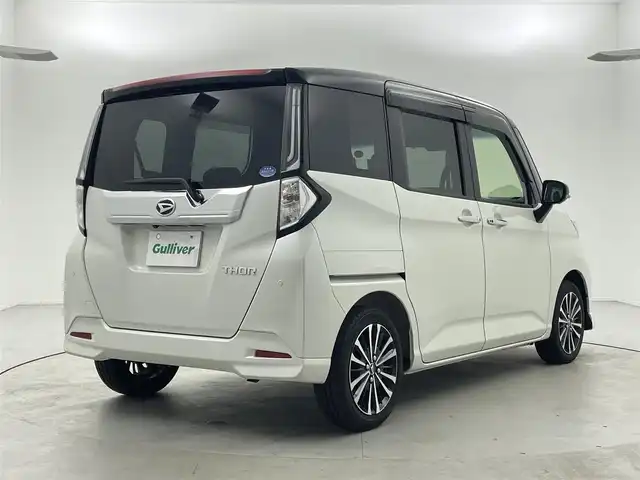 ダイハツ トール カスタムG ターボ 福井県 2021(令3)年 0.5万km ブラックマイカメタリック/パールホワイトⅢ 2トーン 純正9インチSDナビ/-Bluetooth/-CD/-DVD/-USB/-フルセグTV/両側パワースライドドア/全方位カメラ/バックカメラ/ETC/前方ドライブレコーダー/USB充電口/純正フロアマット/純正14インチアルミホイール/ステアリングスイッチ/アイドリングストップ/プッシュスタート/スマートキー/パーキングアシスト/衝突被害軽減システム/盗難防止装置
