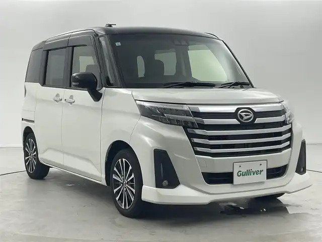 ダイハツ トール カスタムG ターボ 福井県 2021(令3)年 0.5万km ブラックマイカメタリック/パールホワイトⅢ 2トーン 純正9インチSDナビ/-Bluetooth/-CD/-DVD/-USB/-フルセグTV/両側パワースライドドア/全方位カメラ/バックカメラ/ETC/前方ドライブレコーダー/USB充電口/純正フロアマット/純正14インチアルミホイール/ステアリングスイッチ/アイドリングストップ/プッシュスタート/スマートキー/パーキングアシスト/衝突被害軽減システム/盗難防止装置