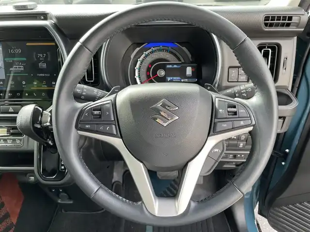 スズキ ハスラー Jスタイル ターボ 愛媛県 2021(令3)年 1.7万km デニムブルー ガンメタリック 2トーン 純正９インチナビ　全方位カメラ　スマートフォン連携　前後ドライブレコーダー　シートヒーター　ＥＴＣ　ＬＥＤヘッドライト　ルーフレール　フルセグＴＶ　パドルシフト　ワンオーナー　禁煙車