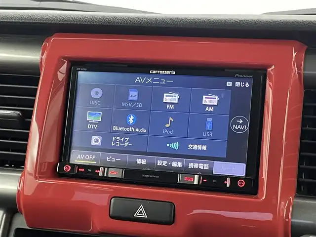 スズキ ハスラー Jスタイル 埼玉県 2015(平27)年 10.7万km フェニックスレッドパール/ホワイト2トーンルーフ 社外ナビ　バックカメラ　シートヒーター　ＥＴＣ　ドライブレコーダー　レーダーブレーキサポート　ステアリングスイッチ　スマートキー　プッシュスタート　オートライト　ＬＥＤヘッドライト　地デジフルセグ