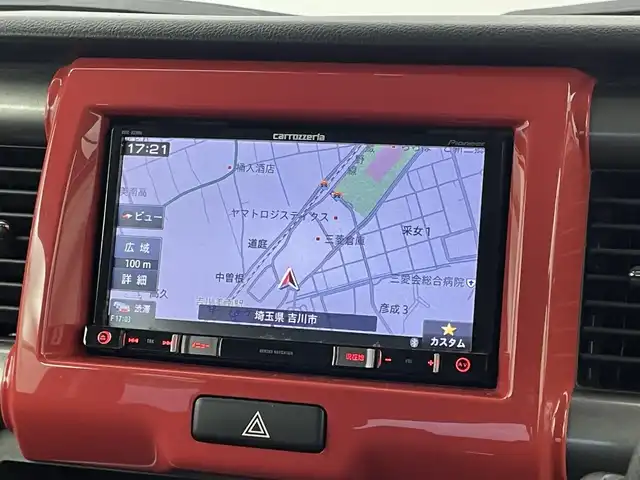 スズキ ハスラー Jスタイル 埼玉県 2015(平27)年 10.7万km フェニックスレッドパール/ホワイト2トーンルーフ 社外ナビ　バックカメラ　シートヒーター　ＥＴＣ　ドライブレコーダー　レーダーブレーキサポート　ステアリングスイッチ　スマートキー　プッシュスタート　オートライト　ＬＥＤヘッドライト　地デジフルセグ