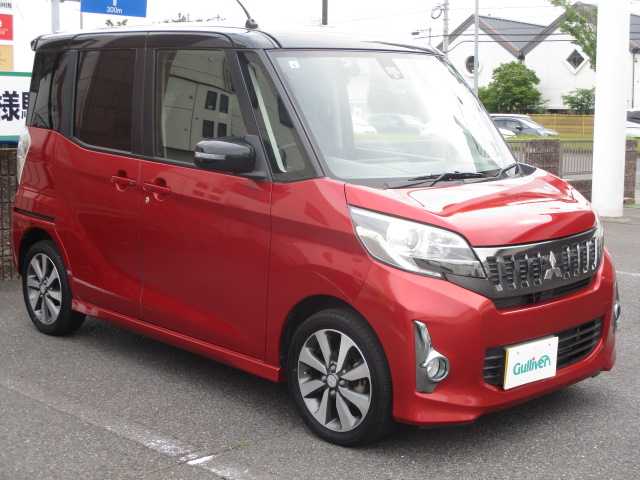三菱 ｅＫスペース カスタムT e－アシスト 岡山県 2015(平27)年 7.3万km アメジストブラック/レッドM 純正SDナビ/フルセグテレビ/バックカメラ/Bluetooth/両側パワースライドドア/オートライト/純正15AW/社外フロアマット/ETC/スマートキー/衝突軽減ブレーキ