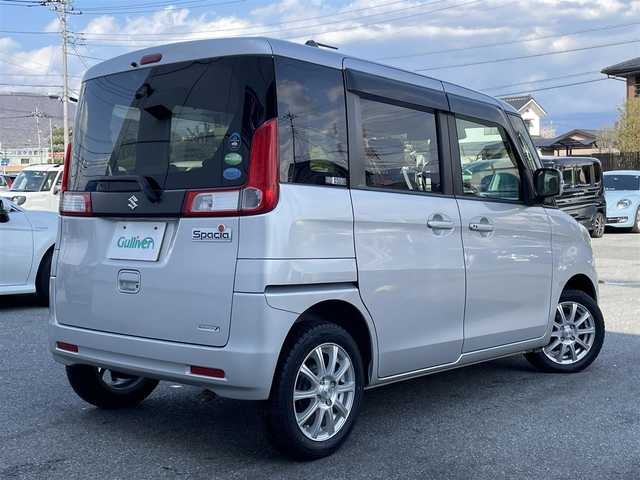 スズキ スペーシア T 山梨県 2015(平27)年 6.2万km シルキーシルバーメタリック ワンオーナー/社外SDナビ(CN-E201Z)/CD/SD/TV/片側電動スライドドア/ETC/スペアキー1本/取扱説明書/保証書/純正ホイールキャップ付き夏タイヤ車載(155/65/14)