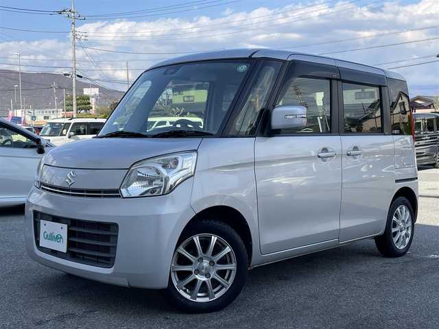 スズキ スペーシア T 山梨県 2015(平27)年 6.2万km シルキーシルバーメタリック ワンオーナー/社外SDナビ(CN-E201Z)/CD/SD/TV/片側電動スライドドア/ETC/スペアキー1本/取扱説明書/保証書/純正ホイールキャップ付き夏タイヤ車載(155/65/14)