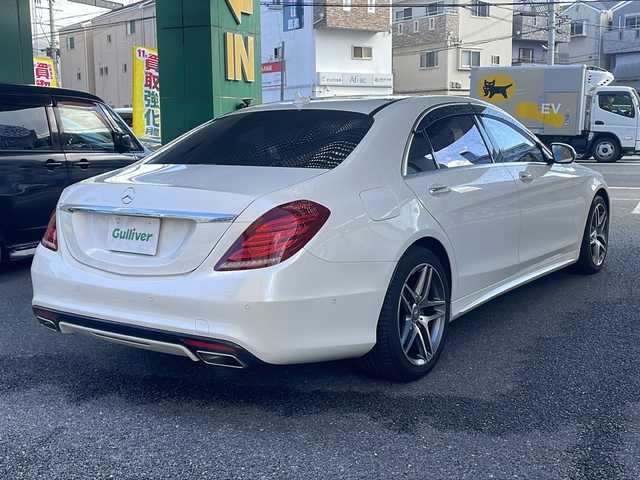 メルセデス・ベンツ Ｓ５５０Ｌ AMG スポーツエディション 大阪府 2014(平26)年 7.6万km ダイヤモンドホワイト 純正ナビ/フルセグTV/Bluetoothオーディーオ/6連奏DVD／CD/ブルメスターサウンド/全周囲カメラ/バックカメラ/衝突軽減ブレーキ/車線逸脱警報/レーダークルーズコントロール/サンルーフ/レザーシート/全席パワーシート/シートヒーター/エアシート/LEDライト/純正19インチアルミホイル