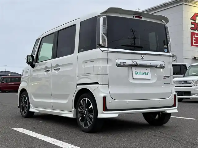 スズキ スペーシア カスタム HYBRID XS 大分県 2020(令2)年 6.6万km ピュアホワイトP ・純正ナビ(CD.DVD.SD.BT)/・全方位カメラ/・フルセグテレビ/・衝突軽減ブレーキ/・ヘッドアップディスプレイ/・両側パワースライドドア/・リアセンサー/・ETC/・ドライブレコーダー/・オートハイビーム/・運転席シートヒーター/・ステアリングリモコン/・ロールシェード/・ハーフレザーシート/・スマートキー/・LEDヘッドライト