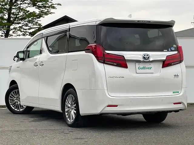 トヨタ アルファードハイブリット G Fパッケージ 岩手県 2019(令1)年 6.3万km ホワイトパールクリスタルシャイン 4WD/セーフティーセンス/　・プリクラッシュセーフティ/　・レーンディパーチャーアラート/　・ダプティブハイビームシステム/　・レーダークルーズコントロール/　・オートマチックハイビーム/フリップダウンモニター/社外メモリナビ/　CD/DVD/BT/フルセグTV/バックカメラ/両側パワースライドドア/パワーバックドア/LEDオートライト/革シート/パワーシート/シートヒーター/純正17インチアルミホイール/スマートキー/ビルトインETC