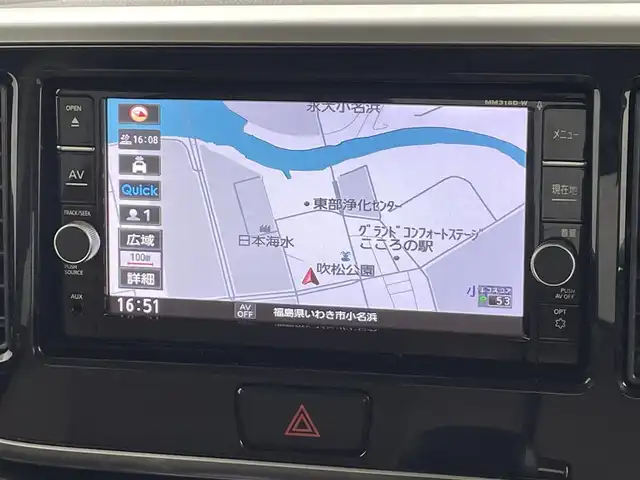 日産 デイズ ルークス HWS X Vセレクション 福島県 2018(平30)年 2.4万km ブラック 純正HDDナビゲーション/型式：MM318D-W/【AM/FM/CD/DVD/SD/AUX/Bluetooth/フルセグTV】/・前後ドライブレコーダー/衝突軽減ブレーキ/車線逸脱警報装置/オートマチックハイビーム/両側パワースライドドア/LEDヘッドライト/・フロントフォグライト/・オートライト/ステアリングスイッチ/横滑り防止装置/アイドリングストップ/ABS/純正15インチアルミホイール/電動格納ウィンカーミラー/プッシュスタート/・スマートキー/・スペアキー/取扱説明書/・保証書