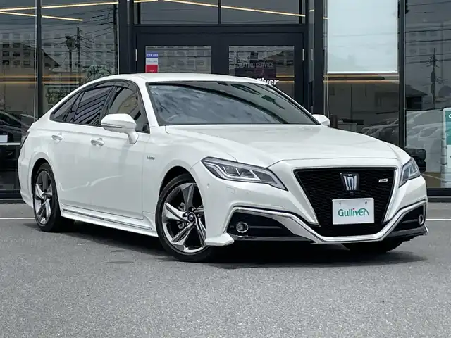トヨタ クラウン ハイブリッド RS アドバンス 茨城県 2018(平30)年 0.8万km ホワイトパールクリスタルシャイン 純正ナビ/【AM・FM・TV・BT・ＣＤ・ＤＶＤ・ＳＤ・ＵＳＢ・TV・AUX】/パワーシート/シートメモリ/シートヒーター/ステアリングヒーター/パドルシフト/デジタルインナーミラー/パーキングアシスト/レーダークルコン/ETC/全方位カメラ/電動リアサンシェード/ブレーキホールド/BSM/HUD/100V電源