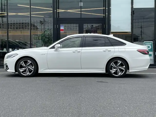 トヨタ クラウン ハイブリッド RS アドバンス 茨城県 2018(平30)年 0.8万km ホワイトパールクリスタルシャイン 純正ナビ/【AM・FM・TV・BT・ＣＤ・ＤＶＤ・ＳＤ・ＵＳＢ・TV・AUX】/パワーシート/シートメモリ/シートヒーター/ステアリングヒーター/パドルシフト/デジタルインナーミラー/パーキングアシスト/レーダークルコン/ETC/全方位カメラ/電動リアサンシェード/ブレーキホールド/BSM/HUD/100V電源