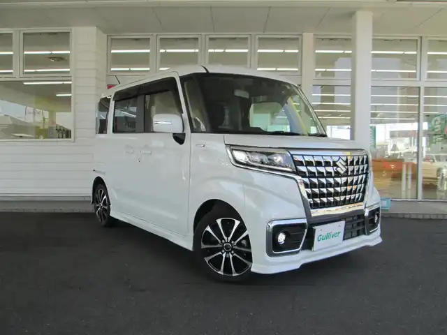 スズキ スペーシア カスタム HYBRID GS 千葉県 2022(令4)年 1万km ピュアホワイトP ワンオーナー/社外ナビ、フルセグTV/バックカメラ/社外オーディオ【DVD/CD/BT/SD】/デュアルセンサーブレーキサポート/片側パワースライドドア/LEDヘッドライト&LEDフォグランプ/レーダークルーズコントロール/レーンキープアシスト/リアコーナーセンサー/運転席シートヒーター/社外前後ドライブレコーダー、スペアキー/取扱説明書/ナビ取扱説明書/新車時保証書