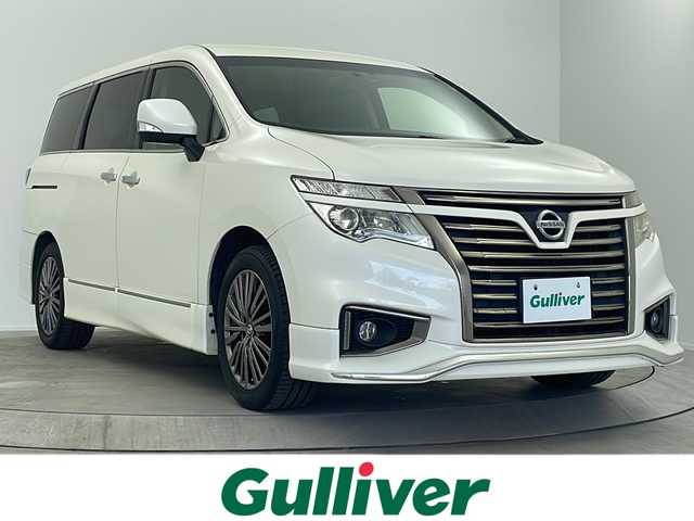 日産 エルグランド 250HWS S アーバンクロム 大阪府 2018(平30)年 7.3万km ブリリアントホワイトパール ナビ　MM517D-L/BT フルセグTV　DVD再生機能/バックカメラ /フリップダウンモニター/両側電動スライドドア  /クルーズコントロール /ステアスイッチ /スマートキー /ハーフレザーシート /純正18インチAW /純正フロアマット/エアロ/HIDオートライト/オットマン