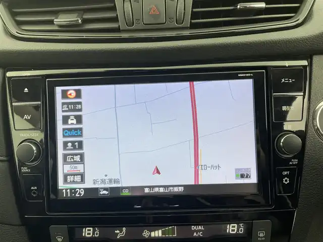 日産 エクストレイル 20Xi 富山県 2019(平31)年 6.4万km ダイヤモンドブラック 4WD/純正ナビ（AM/FM/CD/DVD/AUX/USB/SD/BT）/フルセグTV/アラウンドビューモニター/プロパイロット/アダプティブクルーズコントロール/車線逸脱防止支援システム/後退時車両検知警報/オートマチックハイビーム/ダウンヒルアシスト/横滑り防止装置/LEDヘッドライト/コーナーセンサー前後/カプロンシート/デジタルインナーミラー/ドライブレコーダー前方/ETC/オートブレーキホールド/電動パーキングブレーキ/純正18インチAW/スマートキー/プッシュスタート/取扱説明書/保証書/社外フロアマット/アイドリングストップ