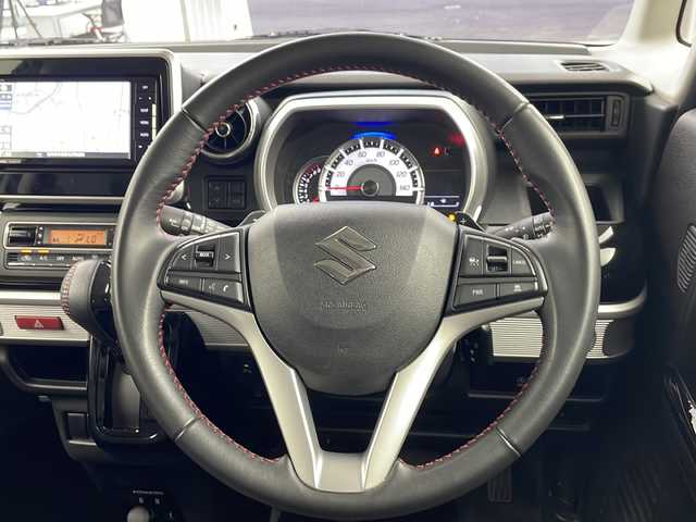スズキ スペーシア カスタム HYBRID XS ターボ 岐阜県 2021(令3)年 2.8万km ピュアホワイトパール/ブラック2トーン 社外ナビ　/全周囲カメラ　/スズキセーフティーサポート　/ＨＵＤ　/前後ドラレコ　/社外ＥＴＣ　/両側パワスラ　/ハーフレザー　/純正フロアマット　/純正１５ＡＷ　/ＬＥＤヘッドランプ　/レーダークルーズコントロール