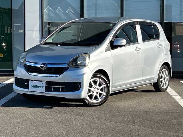 スバル プレオ プラス G スマートアシスト 岐阜県 2014(平26)年 9.1万km ブライトシルバーメタリック 登録時走行距離90221km/社外ナビ（clarion NX515）/Blue tooth・CD・DVD・USB/ワンセグテレビ/バックカメラ/ETC/踏み間違い衝突防止アシスト/横滑り防止装置/盗難防止装置/ハロゲンヘッドライト/純正１４アルミホイール/布系シート/フルフラットシート/純正フロアマット/プッシュスタート/スマートキー/スペアキー1本（板キー）/アイドリングストップ/電動格納ミラー/オートエアコン/保証書/記録簿/取扱説明書/禁煙車