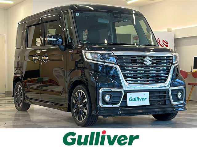 スズキ スペーシア カスタム HYBRID XS ターボ 岐阜県 2018(平30)年 5.6万km ブルーイッシュブラックパール3 全方位カメラ/SDナビ/フルセグテレビ/Bluetooth/USB/iPod/CD/DVD/D席シートヒーター/助手席シートアンダーボックス/ハーフレザーシート/ヘッドアップディスプレイ/クルーズコントロール/パドルシフト/ETC/前ドライブレコーダー/後コーナーセンサー/オートマチックハイビーム/オートライト/両側パワースライドドア/スペアキー(スマートキー)/純正フロアマット/純正アルミホイール/オートリトラ/パーキングアシスト/アイドリングストップ/アンチブレーキシステム/横滑り防止装置/レーンキープアシスト